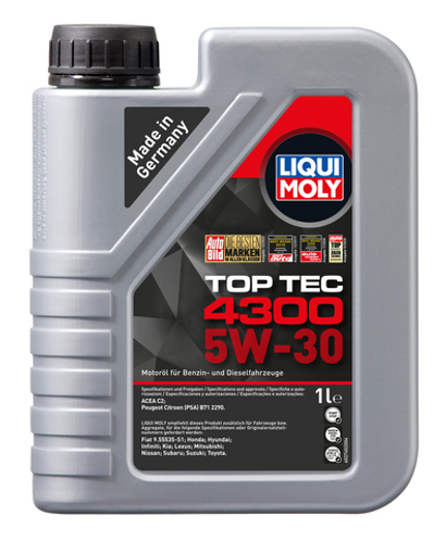 Масло Liqui Moly Top Tec 4300 5W30 SP C2 C3 (1л) синтетика для PCA, Honda, Toyota, Fiat