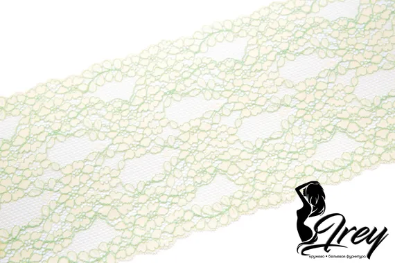 03-174 Кружево эластичное 16 см, желтый/салатовый