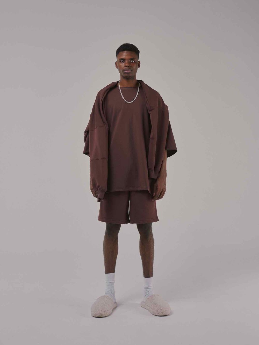 Шорты One Two Wide Shorts LOGO French Roast