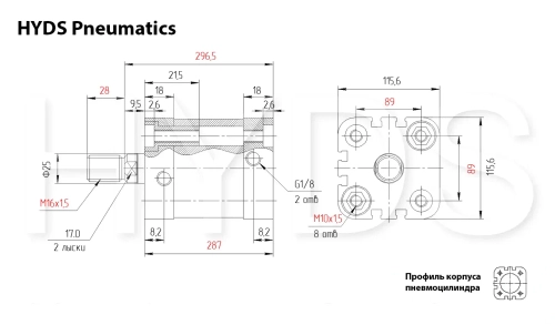 ADN-100-220-A-P-A Пневмоцилиндр
