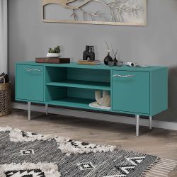 Тумба под ТВ Арт Колор matte 155см Стайл Сильвер Пастельно-синий матовый