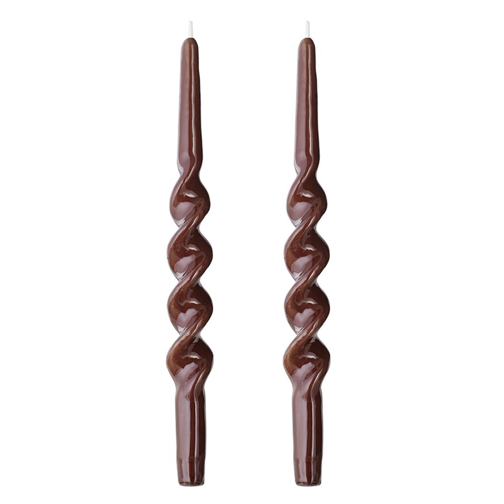 Набор из двух свечей коричневого цвета из коллекции Essential, 35 см