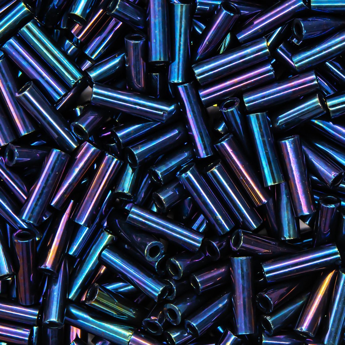 Японский бисер TOHO Bugle (стеклярус) 6mm (№82), металлизированный, непрозрачный глянцевый