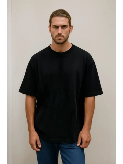 Футболка черная оверсайз с принтом на спине