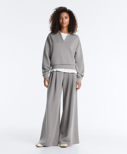 Oysho Длинные брюки в складку из мягкого на ощупь модала, светло-серый