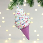 Елочная игрушка «Мороженка» 6*6*14 см, Розовый