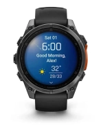 Умные часы Garmin Fenix 8 47mm, Sapphire, Carbon Gray DLC Titanium with Black/Pebble Gray Silicone Band