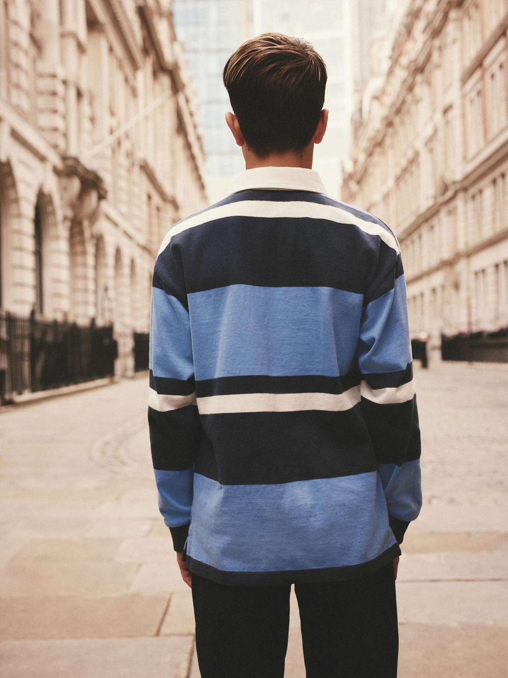 Поло с длинным рукавом для мальчика Next 681-614, Синий, Молочный