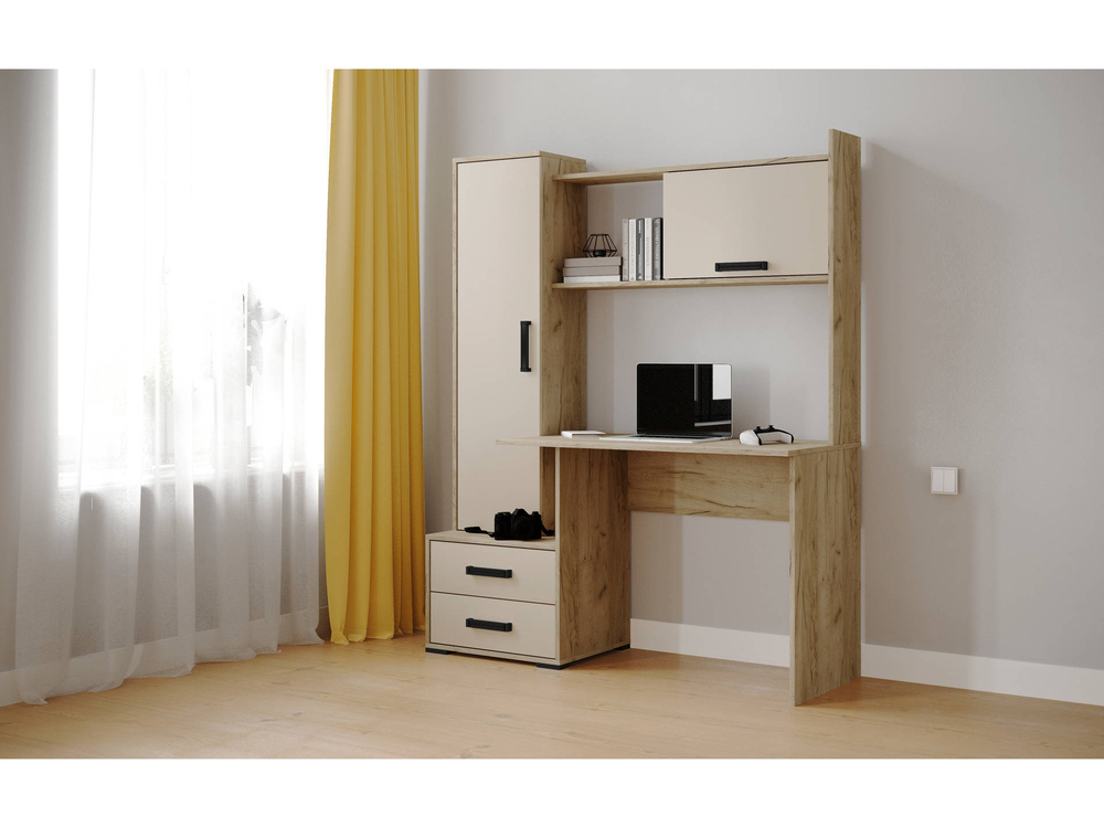 Стол компьютерный Квартет-9 (дуб крафт серый/кашемир) ТЭКС