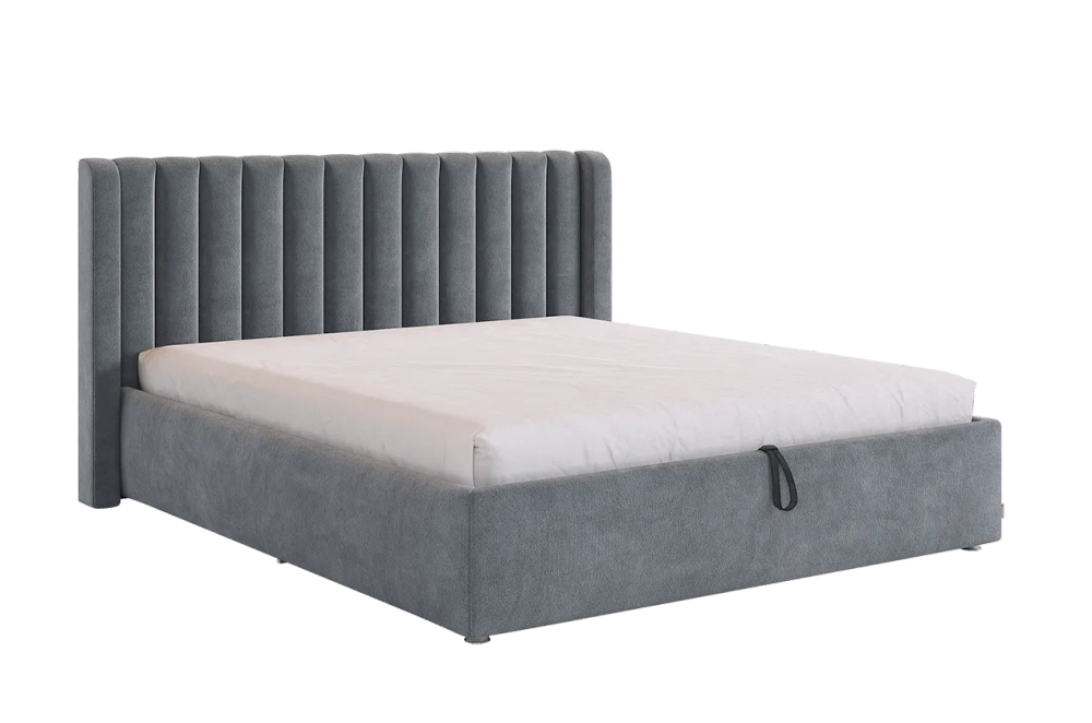 Кровать с подъемным механизмом Ева 160х200 см (галька,графит,капучино,крем,латте,мята,пудра,топаз (велюр))