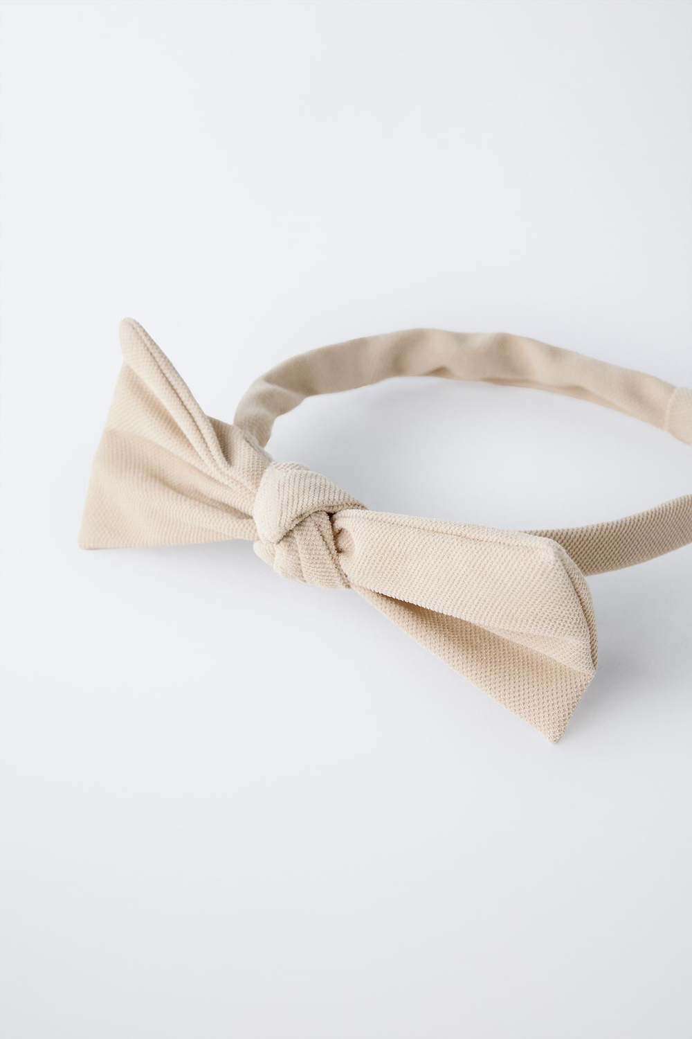 ZARA ОБОДОК С БАНТОМ ИЗ ТКАНИ ПИКЕ, ЭКРЮ