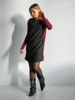 Платье сарафан офисное замшевое А силуэт с лампасами