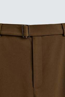 ZARA БРЮКИ RELAXED FIT С РЕМНЕМ, ЦВЕТ ОЛИВКОВОГО МАСЛА