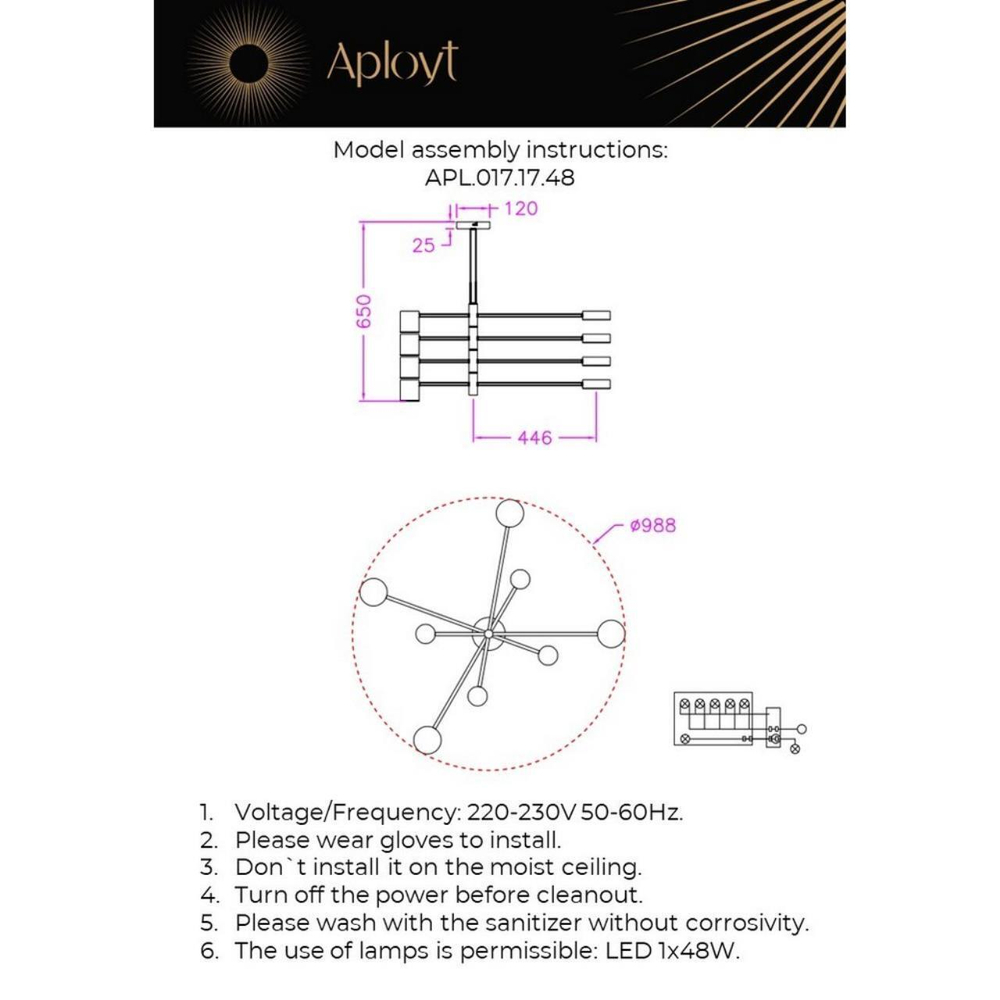 Подвесной светодиодный светильник Aployt Frania APL.017.17.48