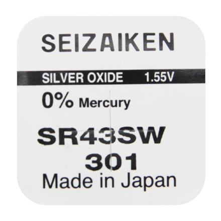 Батарейка SEIZAIKEN 301 (SR43SW) Silver Oxide 1.55V (1/10/100/1000)