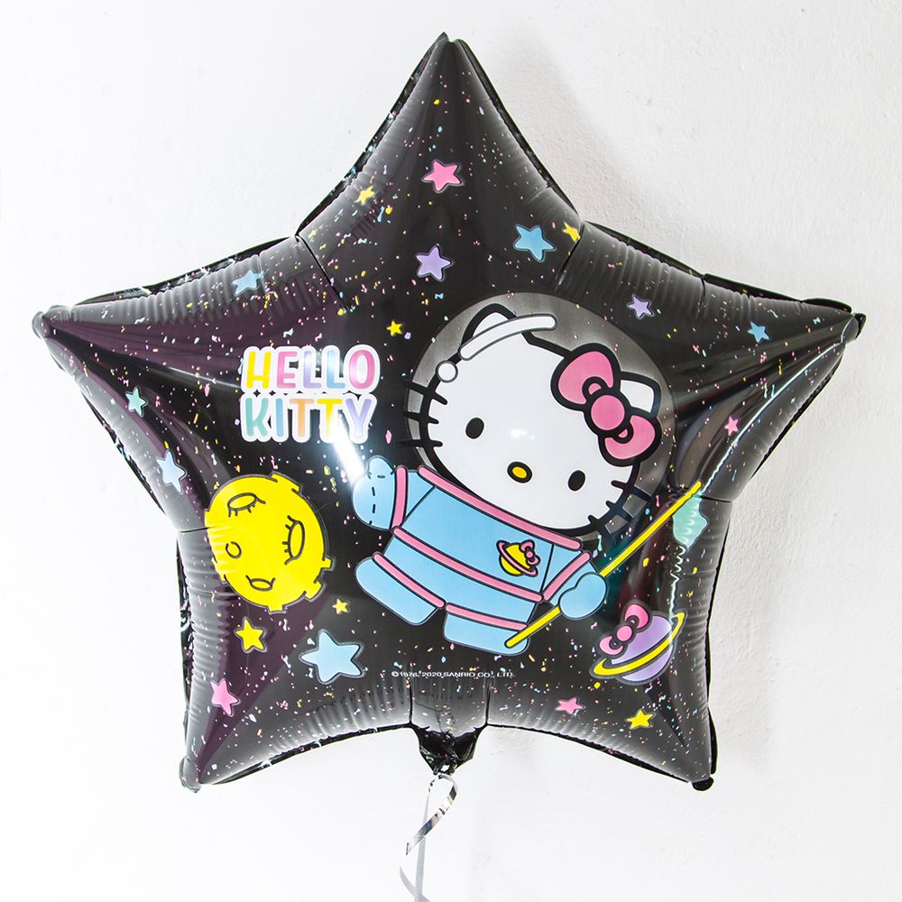 Шар (22"/56 см) Звезда, Hello Kitty, Космонавт, Черный, 1 шт. в упак.
