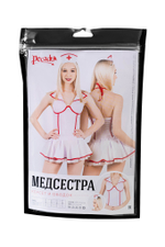 Верхняя часть костюма «Медсестра», Pecado BDSM, корсет, головной убор, бело-красный, 44