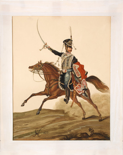 Неизвестный художник. Штаб-офицер гусарского полка. Повторение рисунка Л.И. Киля (офорт 1821 года).