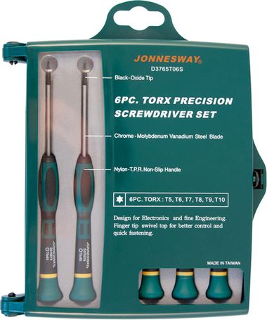 D3765T06S Набор отверток для точной механики TORX, 65 мм, 6 предметов