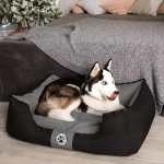 лежанка для собаки со съемным чехлом черная размер 90х65 см