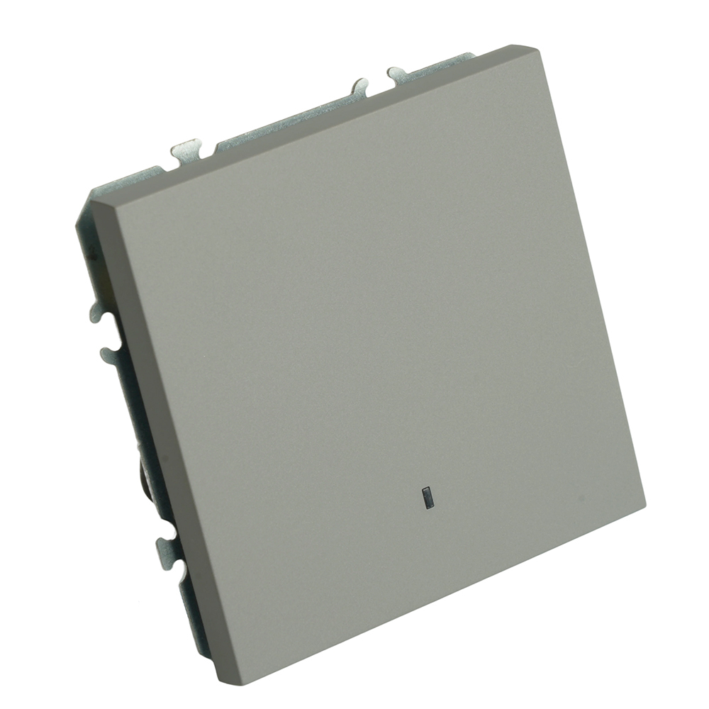 Выключатель 1-клавишный c индикатором (механизм), STEKKER, 250В, 10А, серия Эмили, RSW10-5101-10, платиново-серый, soft touch 49941