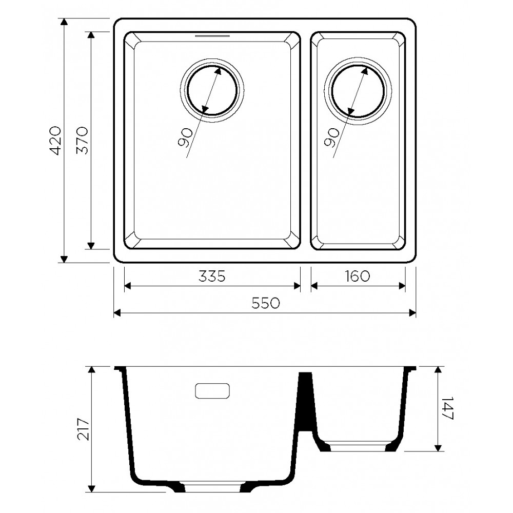 Кухонная мойка Omoikiri Kata-55-2-U-SA