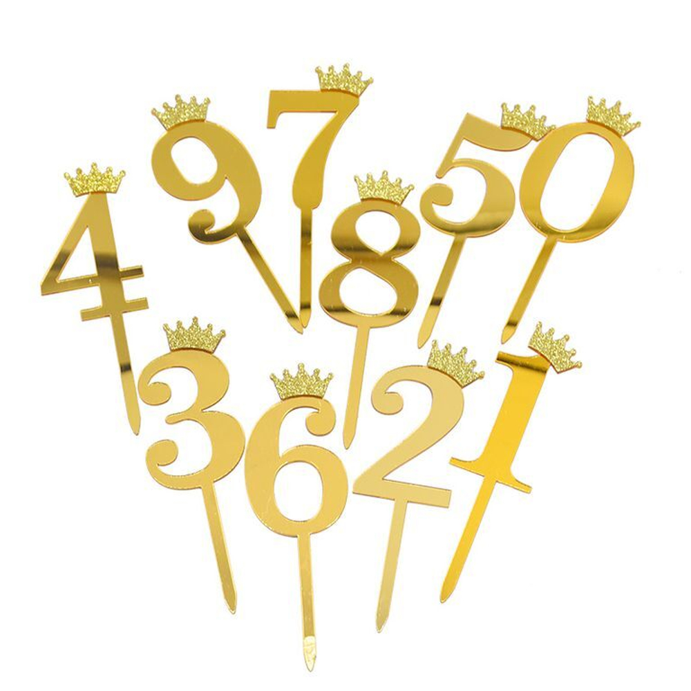 Топпер акриловый  «Цифра 9» (6,2 см, золотой)