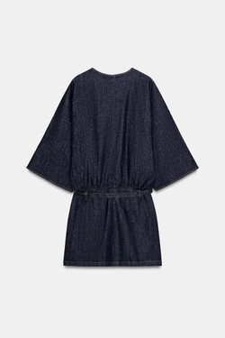 ZARA КОРОТКОЕ ДЖИНСОВОЕ ПЛАТЬЕ Z1975 С РЕМНЕМ, СИНИЙ