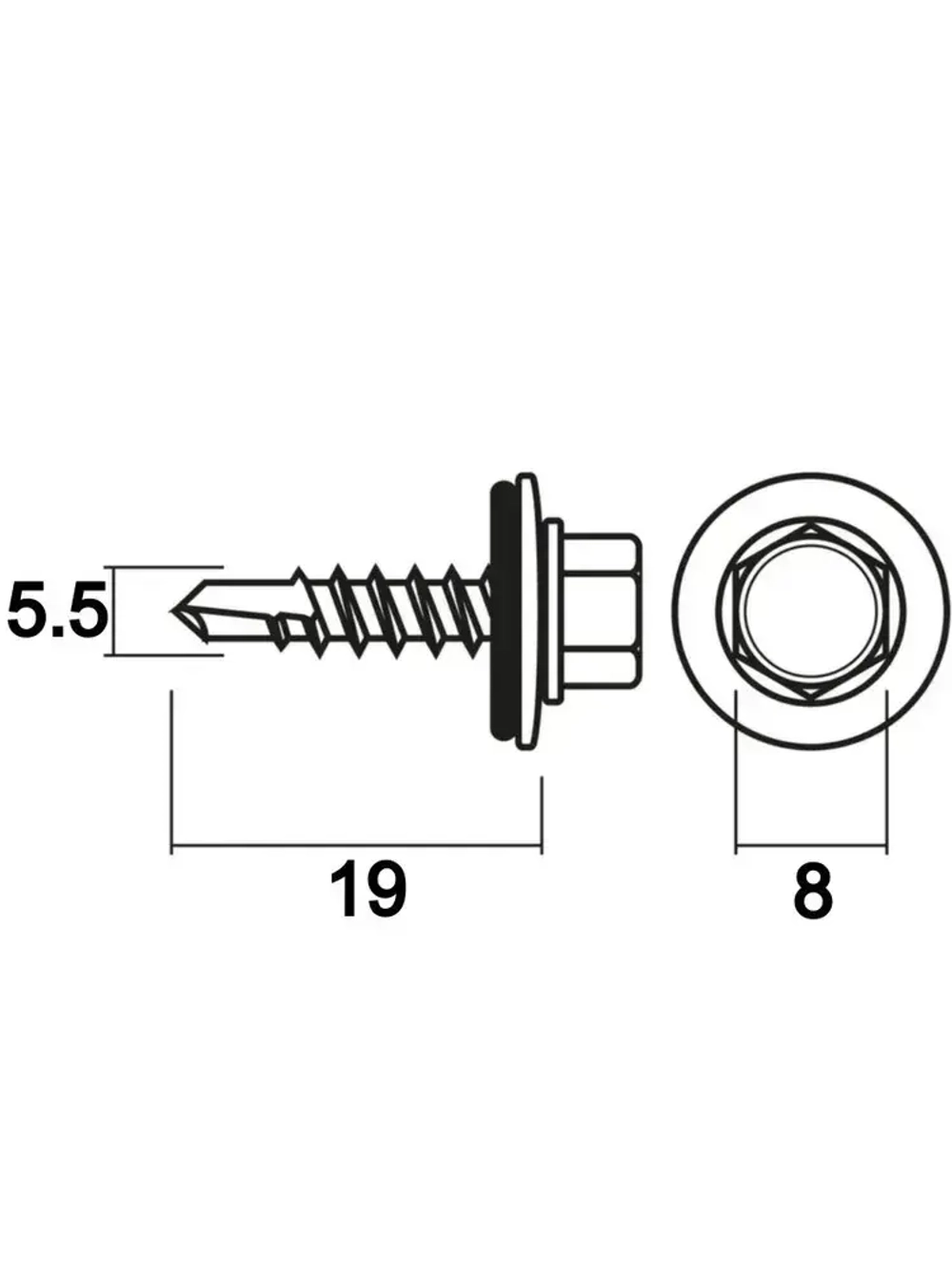 Саморез кровельный 5.5х19мм, 50 шт.