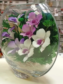 натуральные цветы в стекле, вакуум