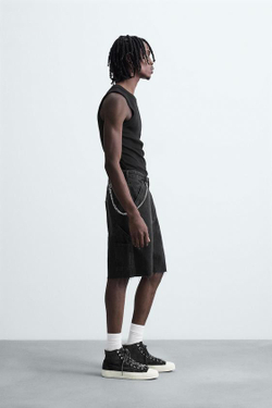 ZARA ДЖИНСОВЫЕ ШОРТЫ, ЧЕРНЫЙ