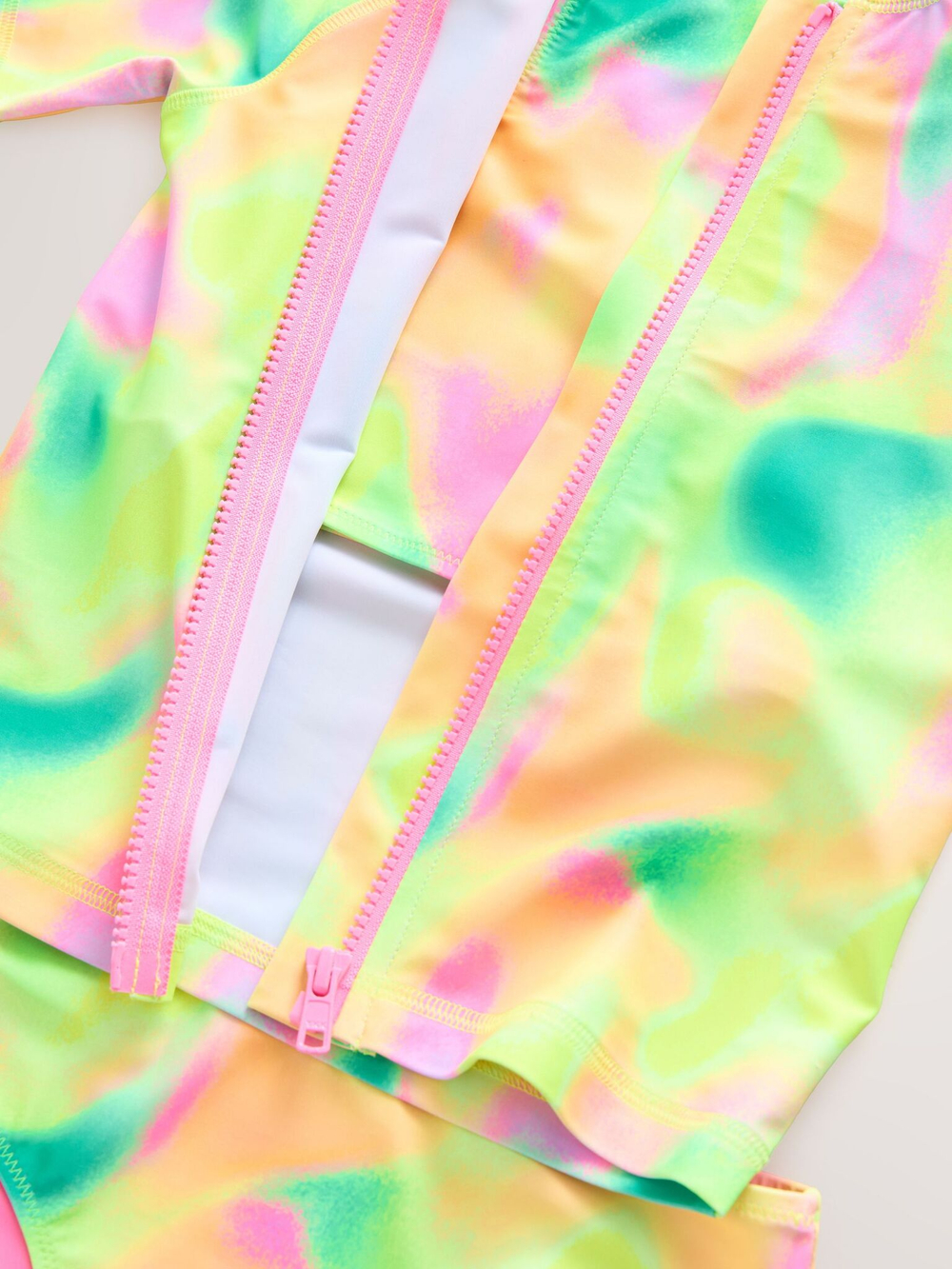 Купальник раздельный и резинка для волос в комплекте для девочки Next AB7-006, Салатовый, Розовый