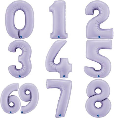 Фольгированные цифры 102 см с гелием (сирень - сатин)
