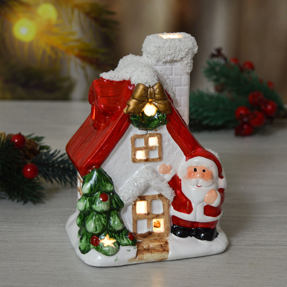 Сувенир новогодний с подсветкой "Домик" 10*7*13см, батарейки в комплекте