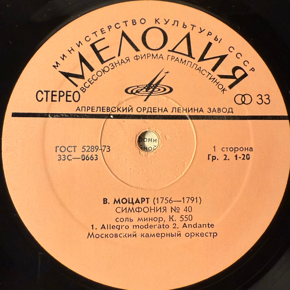 Виниловая пластинка Моцарт - Симфонии № 40, № 24 (Мелодия) LP