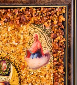 AMB-02/13 Икона «Николай Чудотворец» (с янтарной крошкой) H-34см