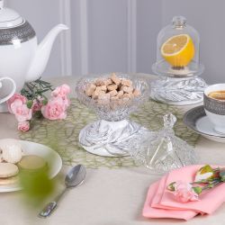 Сахарница стеклянная с крышкой Боа Белый