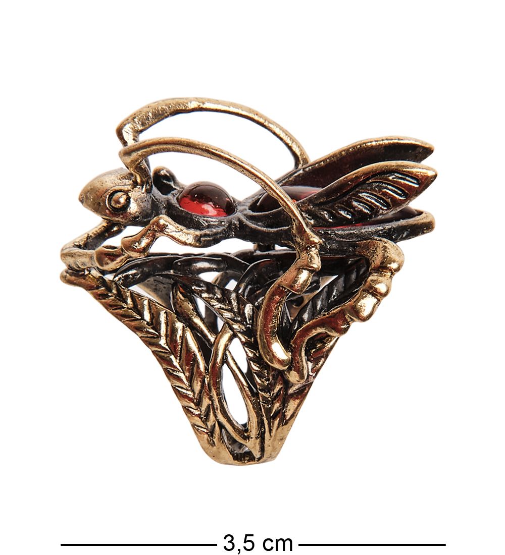 AM-2681 Кольцо «Сверчок» (латунь, янтарь)