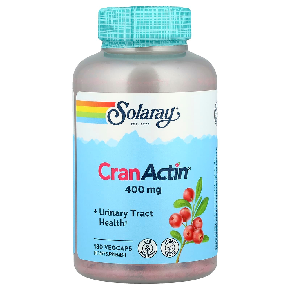 Solaray, CranActin®, средство для здоровья мочевыводящих путей, 180 растительных капсул