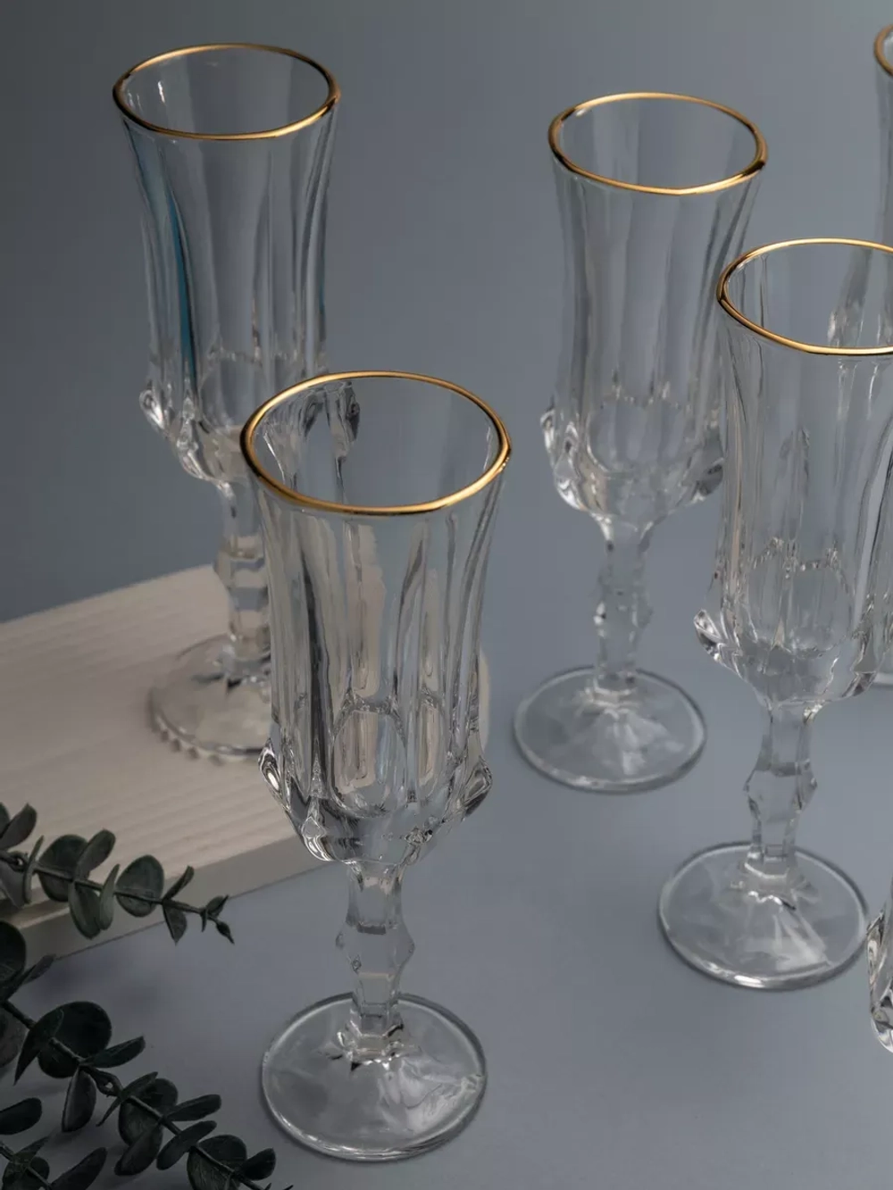 Набор бокалов для шампанского, 160 мл. 6 шт, с золотом