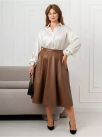 Юбка кожаная миди трапеция