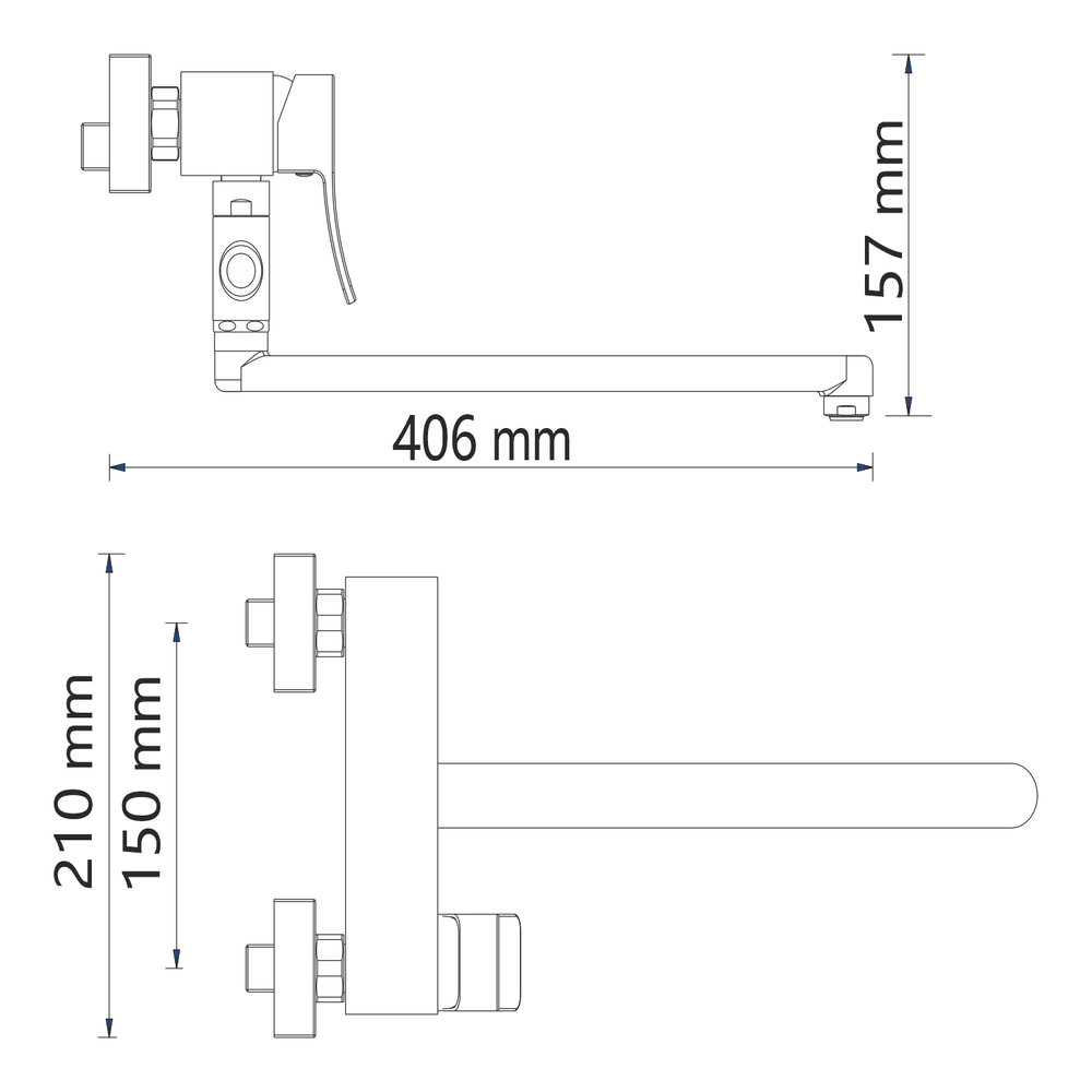 Exter 1602L Смеситель для ванны с длинным изливом