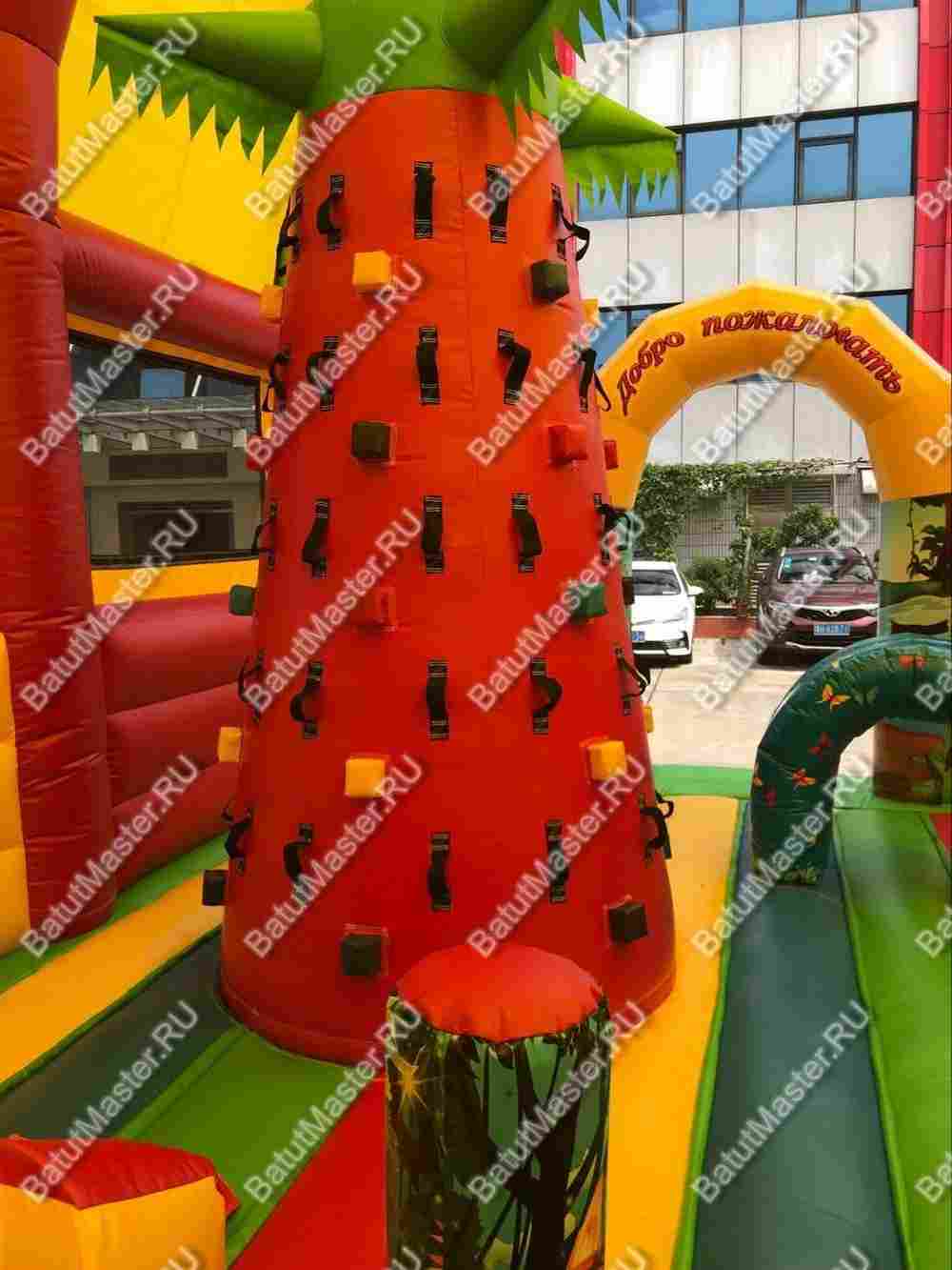 Надувной батут "Страна Сафария" с крышей и высокими горками 12*6*6 м