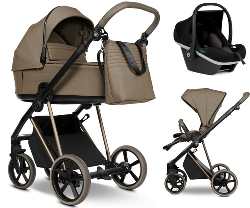 Детская коляска Roan Sol Vintage Luxury 2.0 3 в 1 с автокреслом Tutis Elo Black VIN 03/MM Mocha Mousse/Cappuccino/руч.Cappuccino