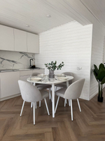 Круглый раздвижной стол "Белый мрамор" и 4 стула Элион