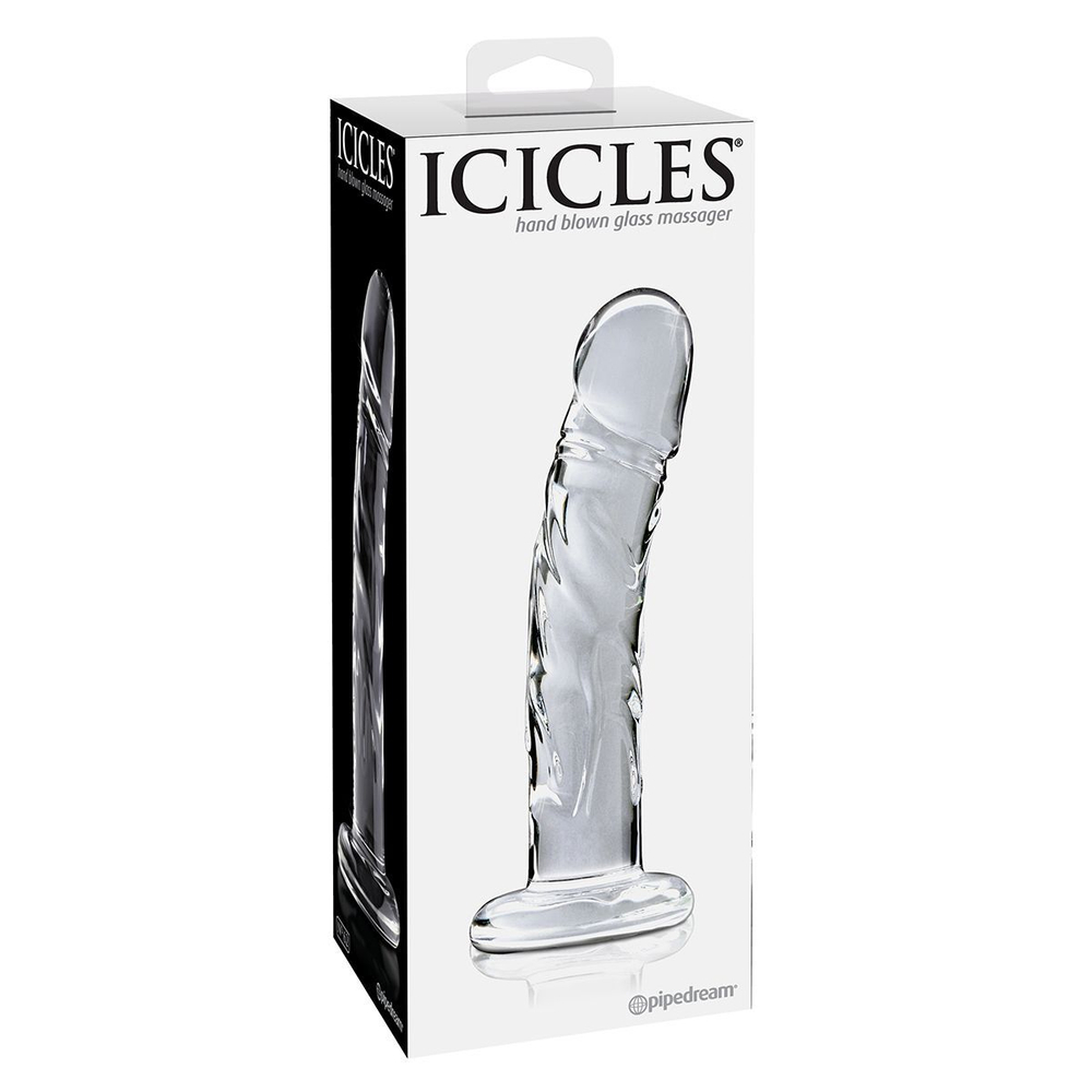 Прозрачный стеклянный фаллоимитатор Icicles №62 - 16,5 см. (Цвет: прозрачный)