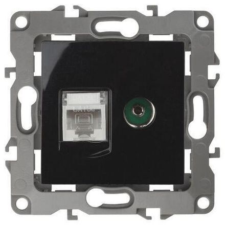 Розетка компьютерная + телевизионная Эра12 12-3110-06 RJ45 + TV IP20 черн. Эра Б0027446