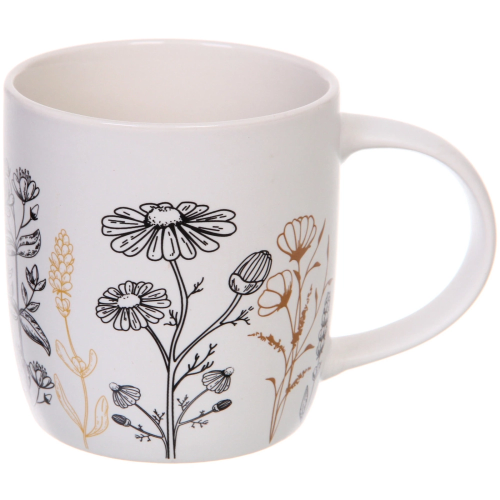 Кружка керамическая 370мл»Цветочный луг», микс рисунков