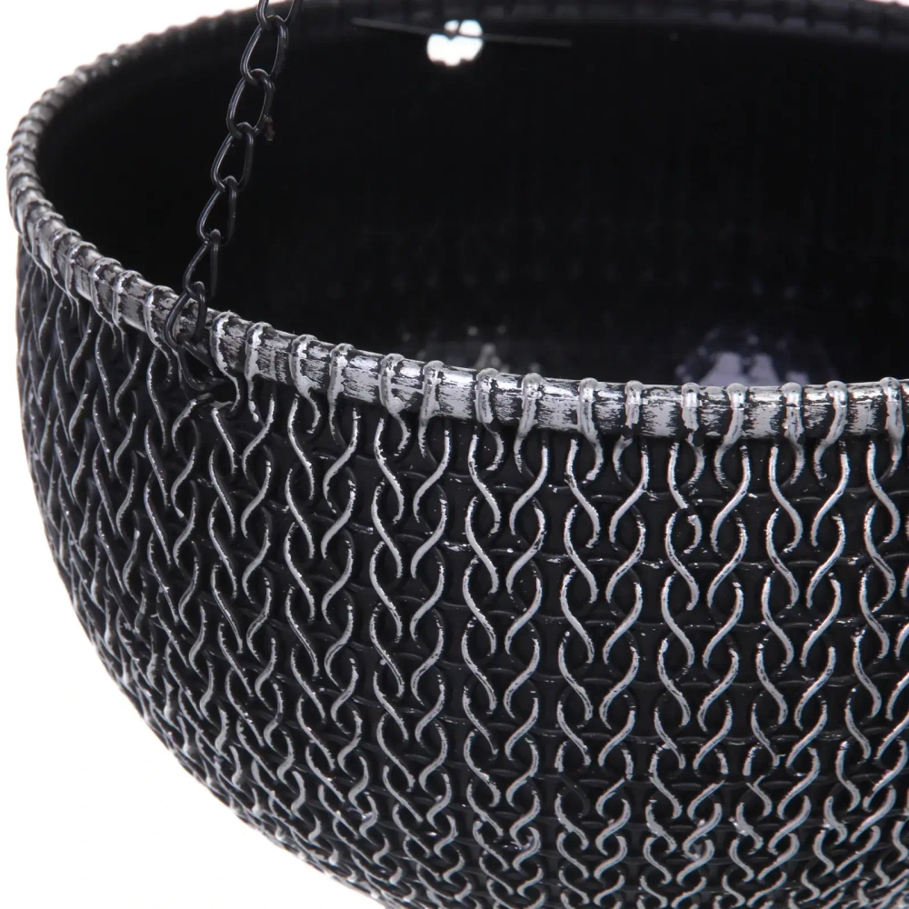 Кашпо для цветов пластиковое 21*13см Подвесное с поддоном цвет серебро