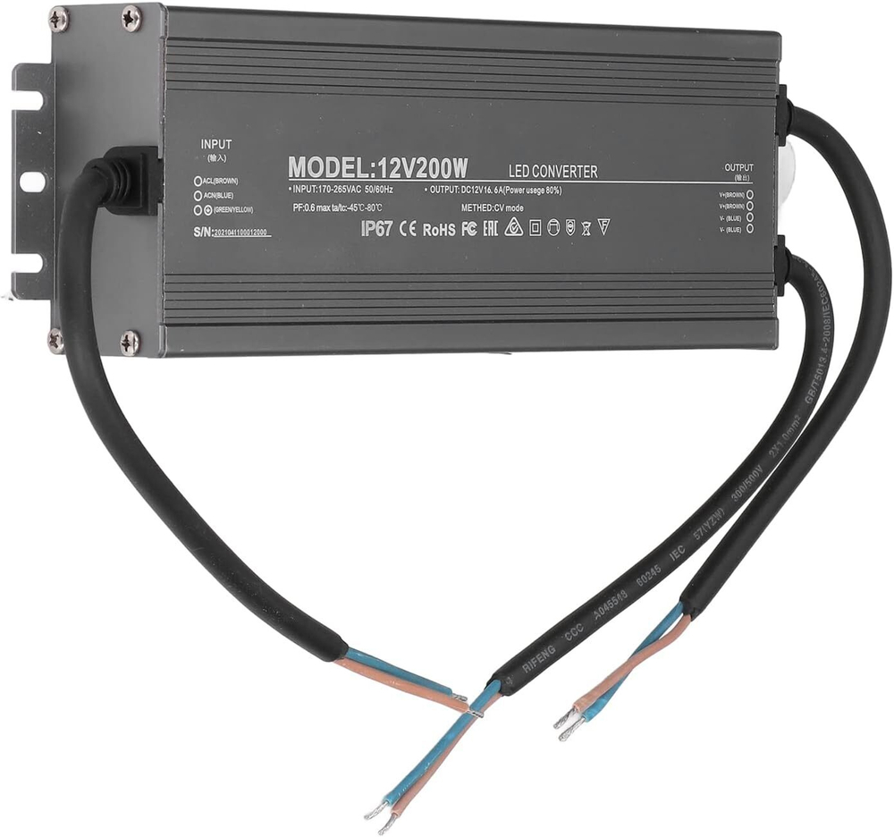 Адаптер питания 12V/200W универсальный IP67 RoHS